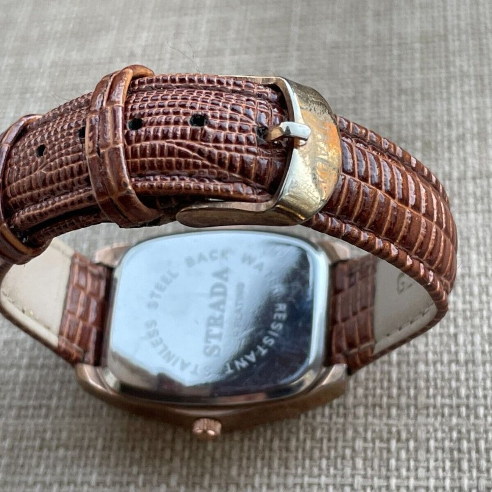 Strada Ldies Wristwatch Brown Leather Band Japan Quartz Movement - Picture 12 of 12